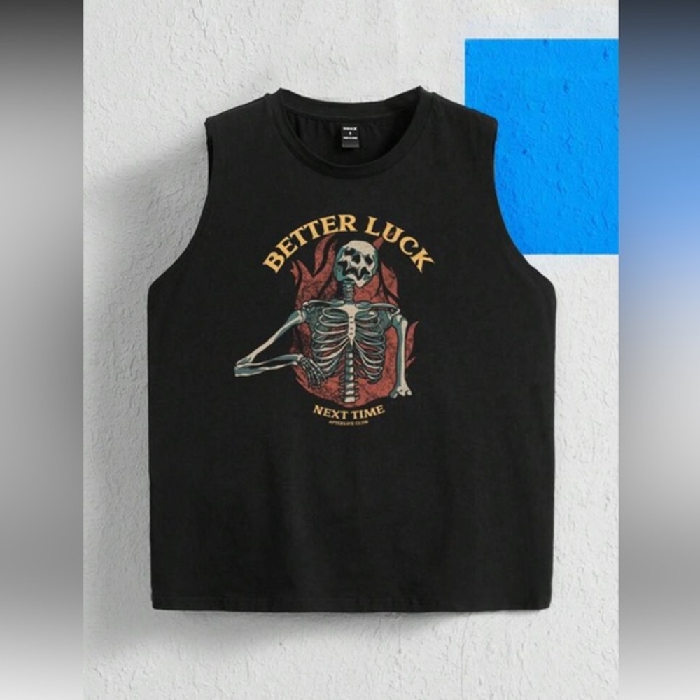 SHEIN || NWOT “Better Luck Next Time” Skeleton Sleeveless (M)